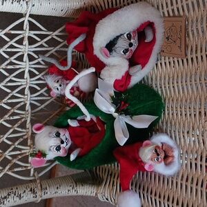 Annalee~ 3 Mice in hats & 1 in a slipper!